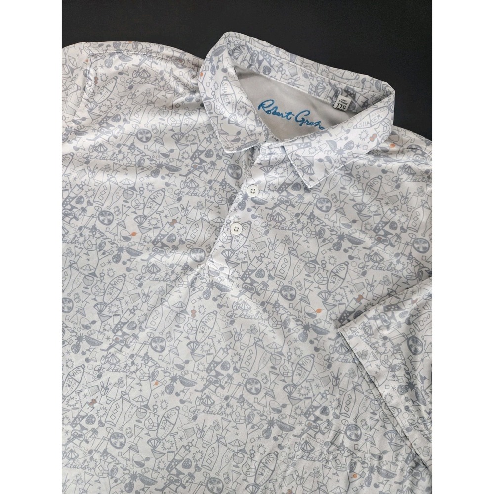 Robert Graham Men's Cocktail AOP Short Sleeve Golf Polo Shirt Classic Fit 2XL